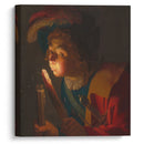 A Boy Blowing on a Firebrand (1621-22) - Gerard van Honthorst - Canvas Print