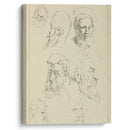 Seven male heads, all with beards, two wearing caps - Peter Paul Rubens - Canvas Print