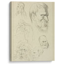Five studies of men’s heads displaying various hair styles, beards and mustaches; one seated figure, half-length - Peter Paul Rubens - Canvas Print