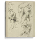 Four studies of figures; one wrestling with a snake, one lifting a dead boar, and two ‘Atlas’ figures lifting a globe - Peter Paul Rubens - Canvas Print