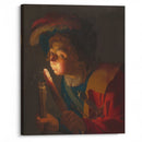 A Boy Blowing on a Firebrand (1621-22) - Gerard van Honthorst - Canvas Print