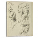 Four studies of figures; one wrestling with a snake, one lifting a dead boar, and two ‘Atlas’ figures lifting a globe - Peter Paul Rubens - Canvas Print