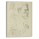 Five studies of men’s heads displaying various hair styles, beards and mustaches; one seated figure, half-length - Peter Paul Rubens - Canvas Print