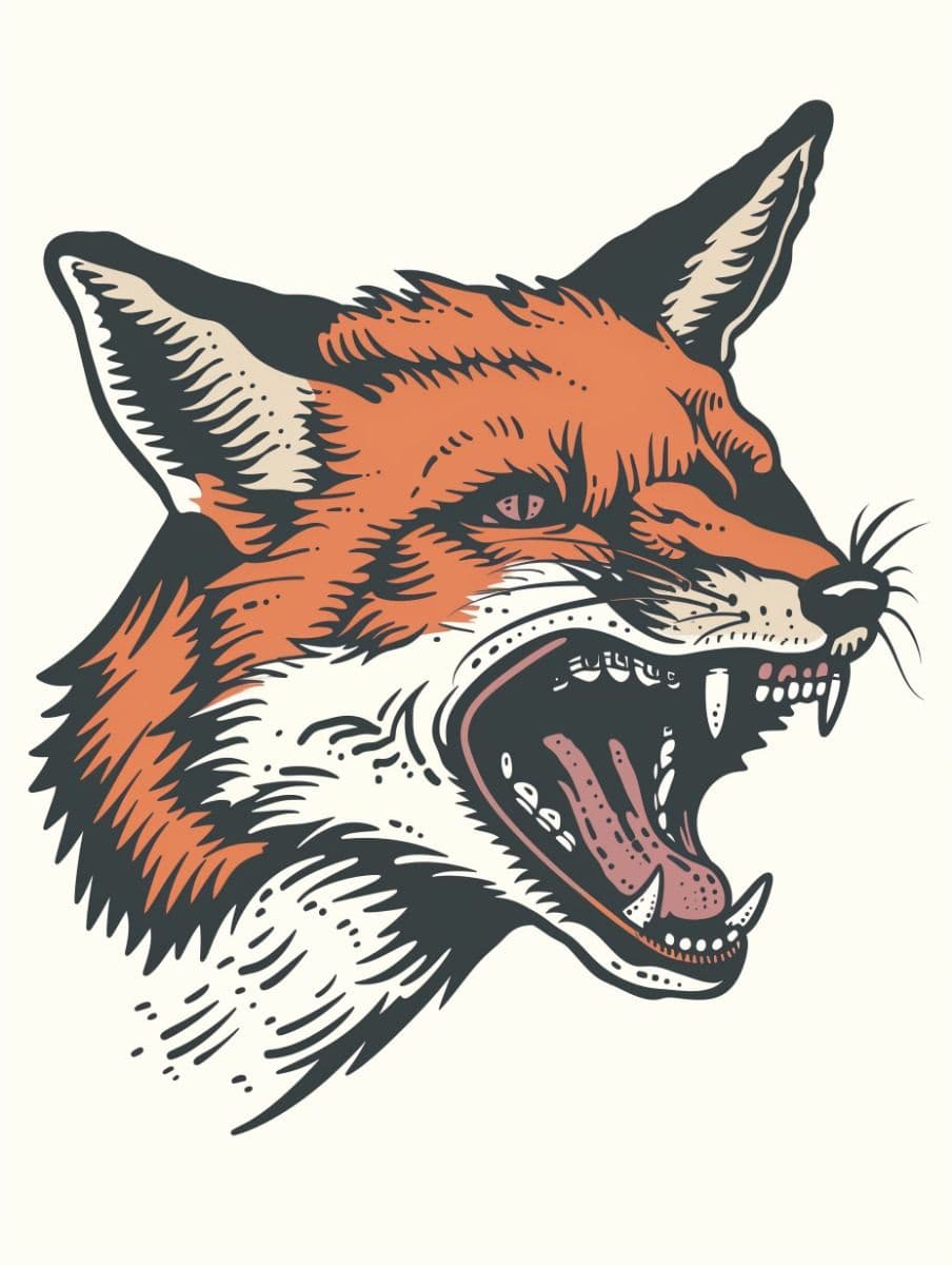 Wild at Heart bold fox head art print in neotraditional tattoo style