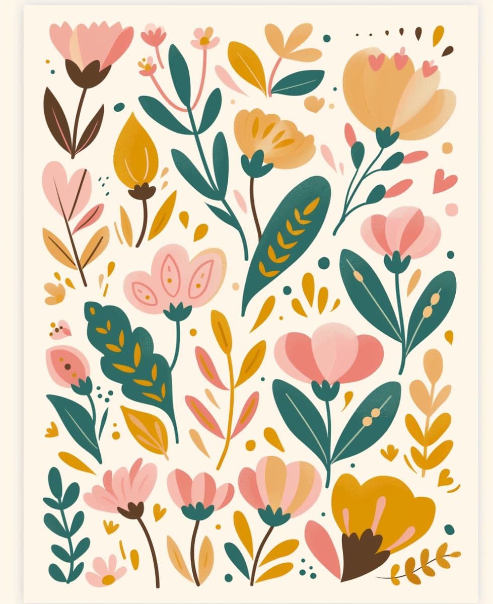 Scandi-inspired floral art print with minimalist botanical design in calming neutral tones