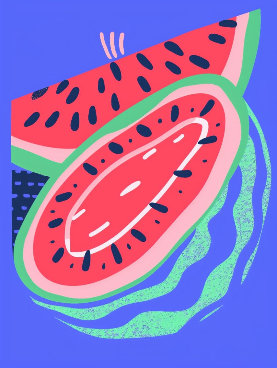 Bold vector illustration of a summer watermelon in vibrant colours