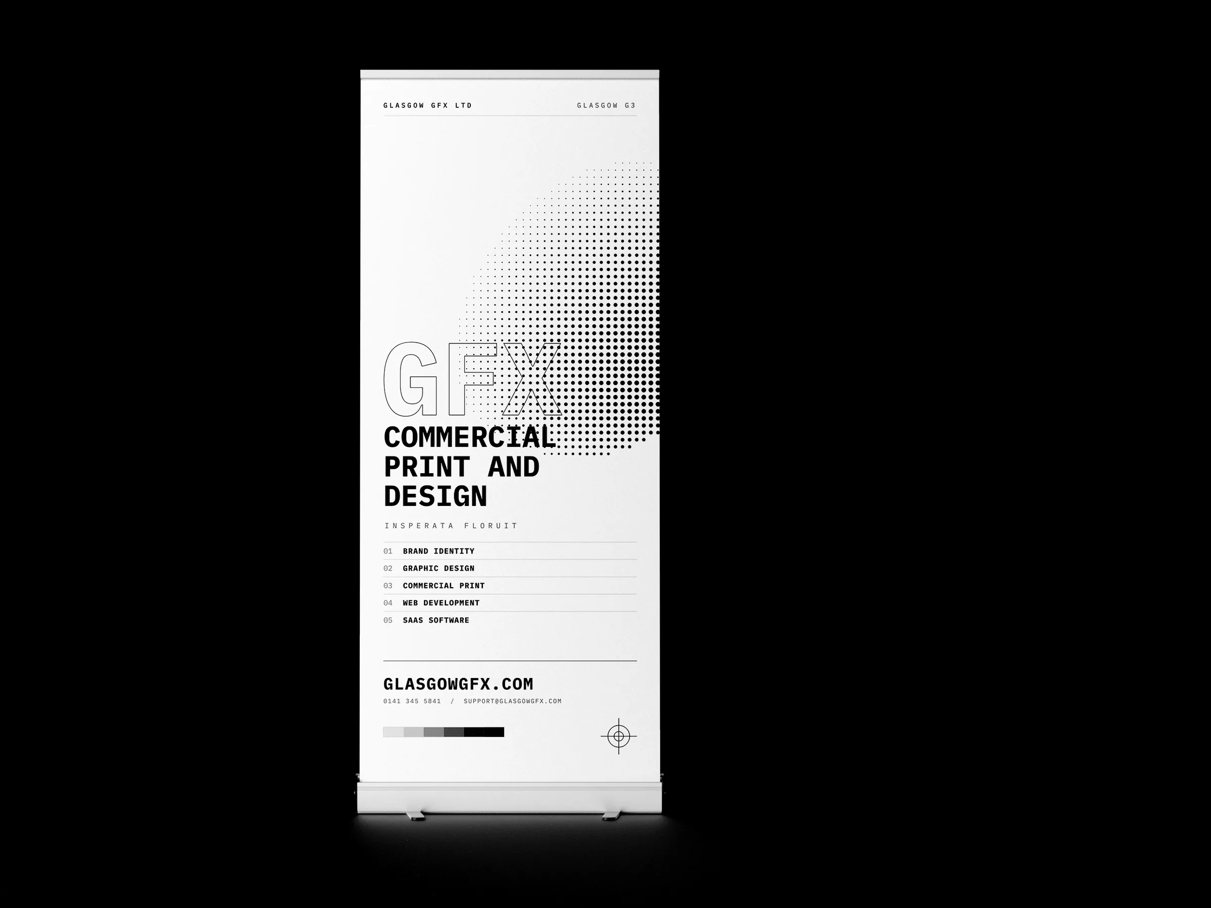850x2000mm roller banner on its stand against a white background