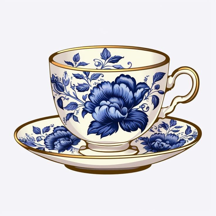 Charming teacup illustration art print - perfect for tea lovers