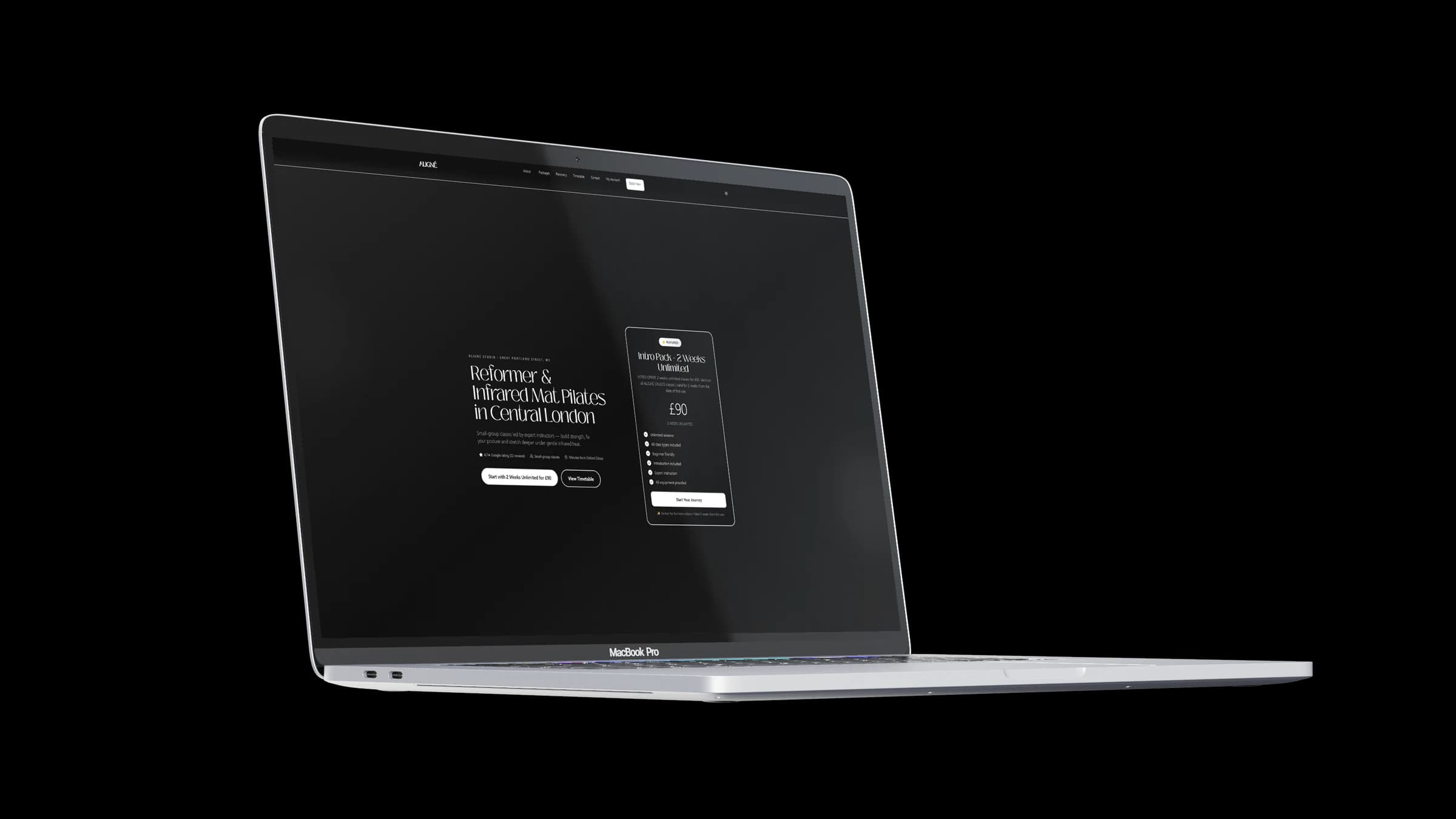 Aligné Studio on a laptop