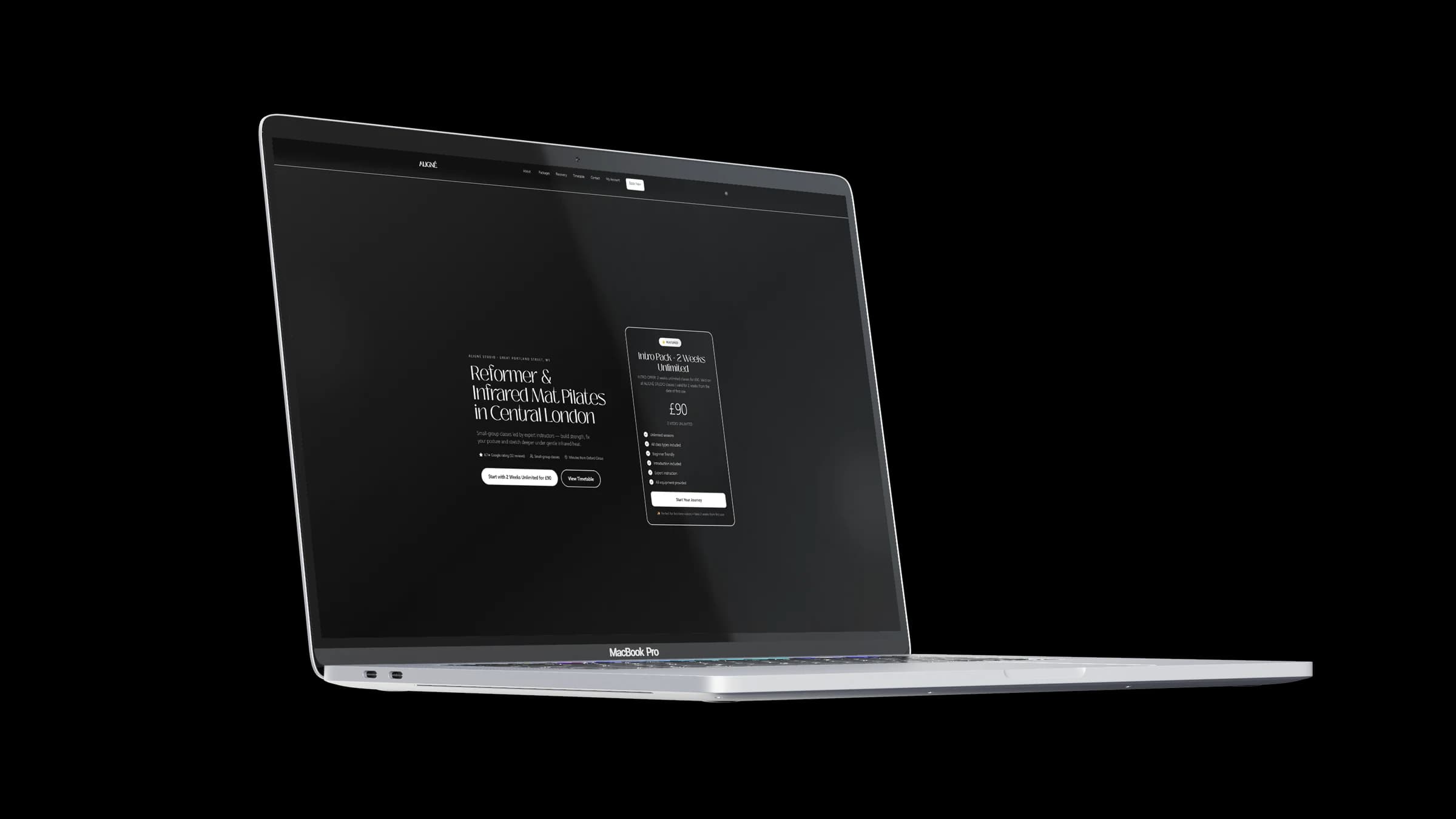 Aligné Studio on a laptop