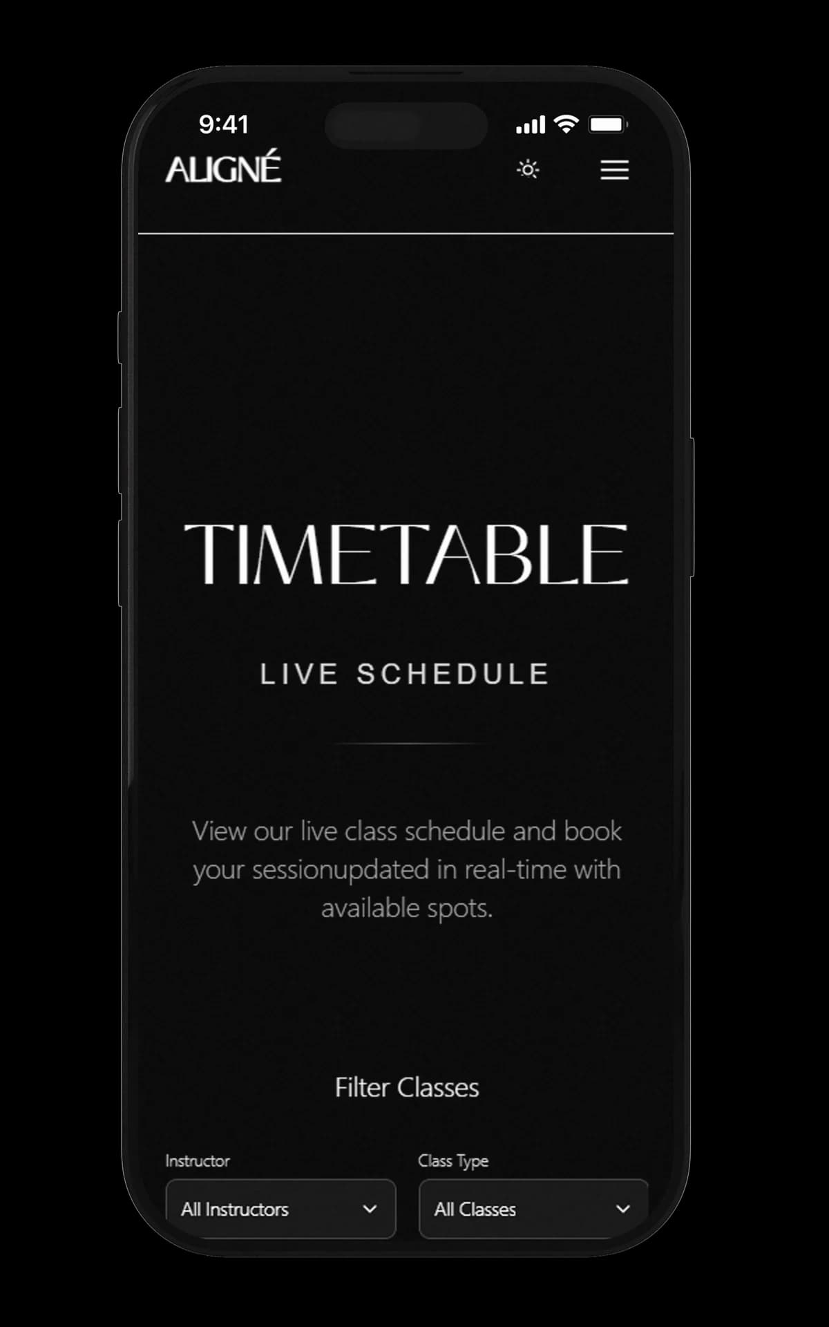 Aligné Studio iPhone app, running live
