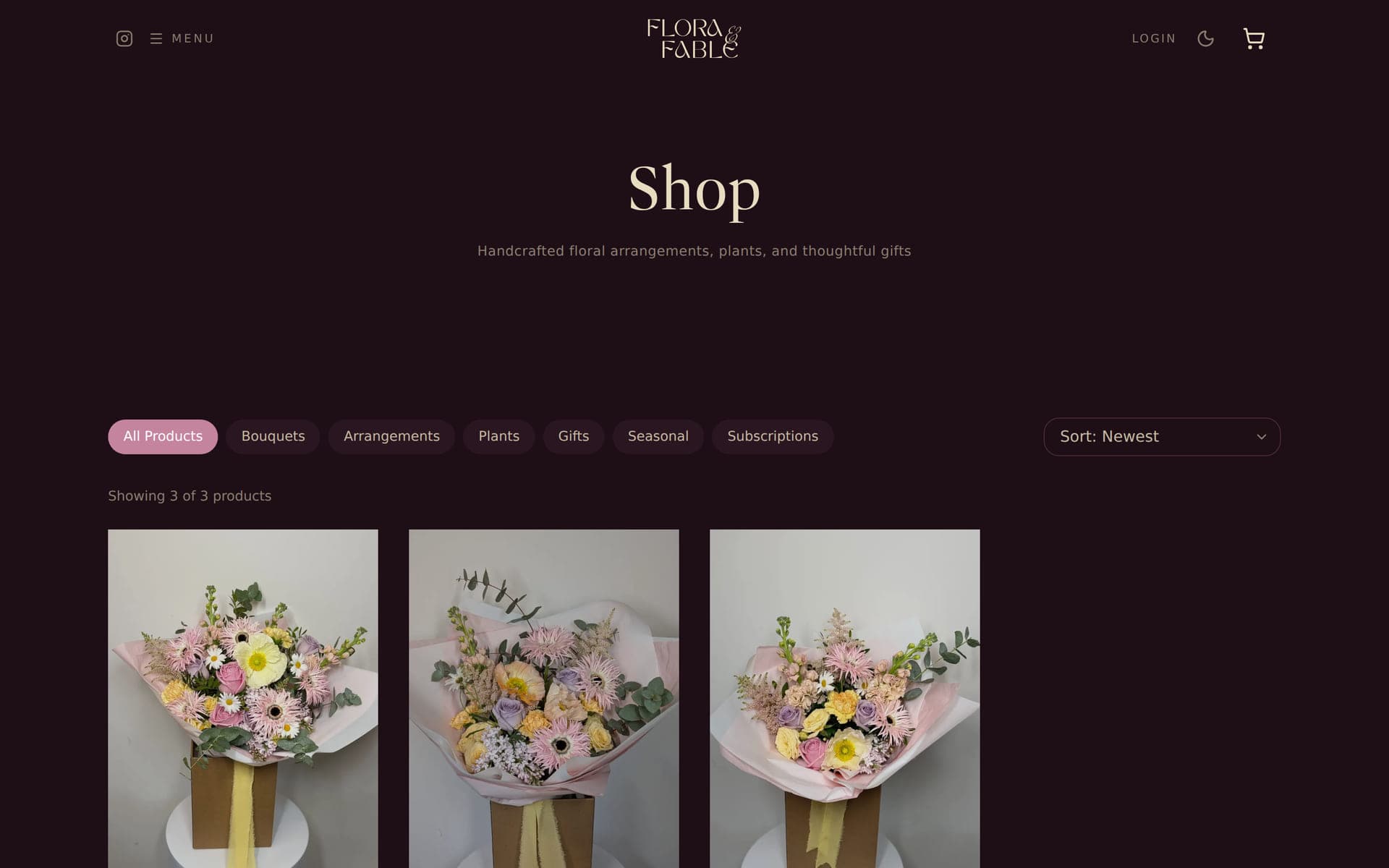 Flora & Fable Floristry — Storefront & Shopping Experience