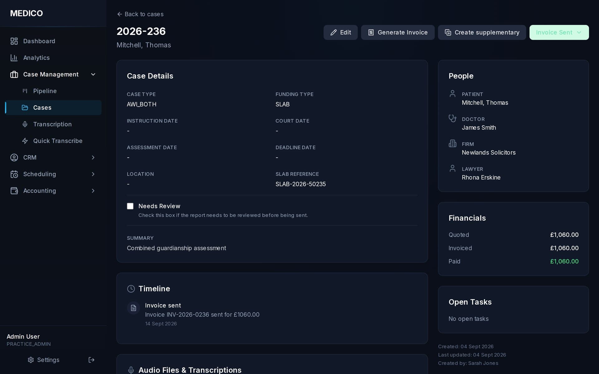 MEDICO — Case Management & Workflow Engine detail
