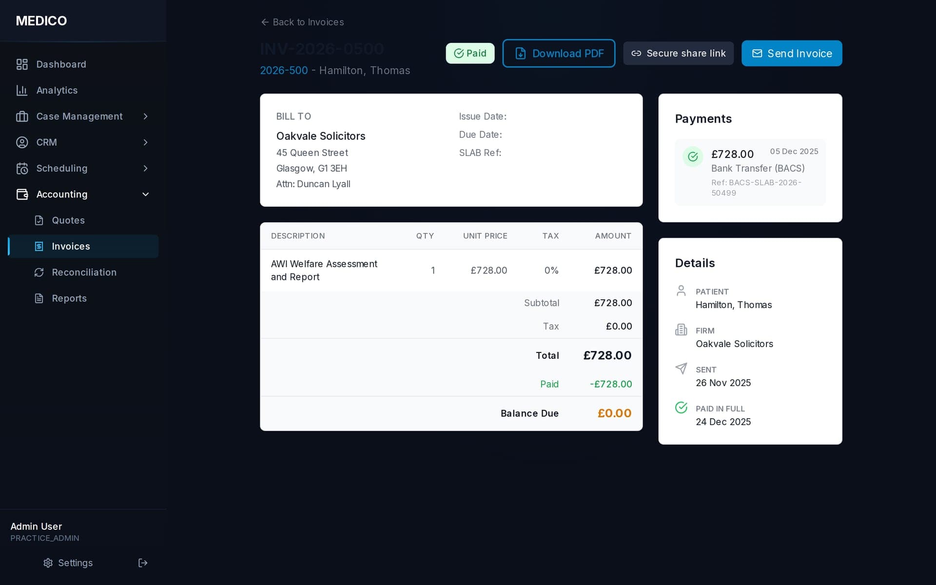 MEDICO — Financial Management & Integrations detail