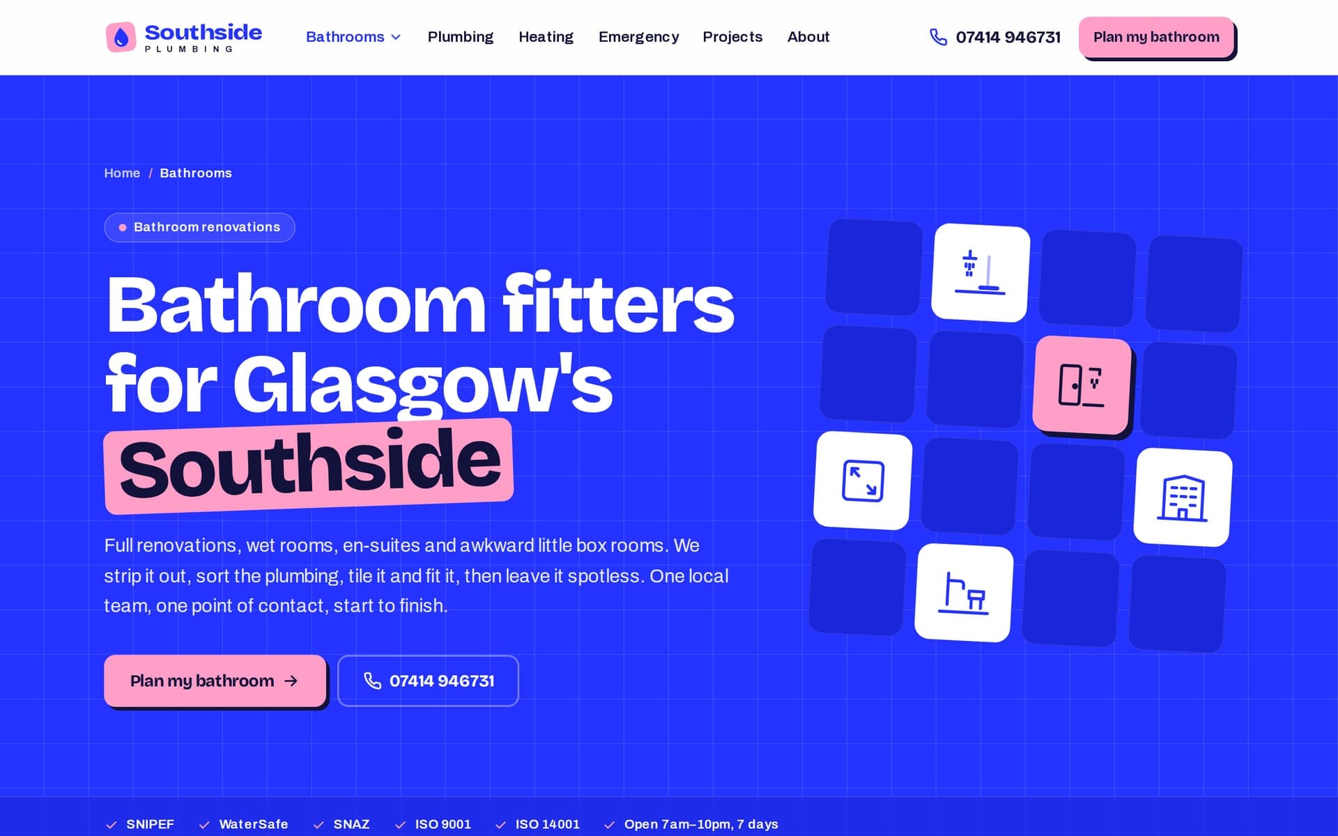 Southside Plumbing, Bathroom, Area & Cost Pages