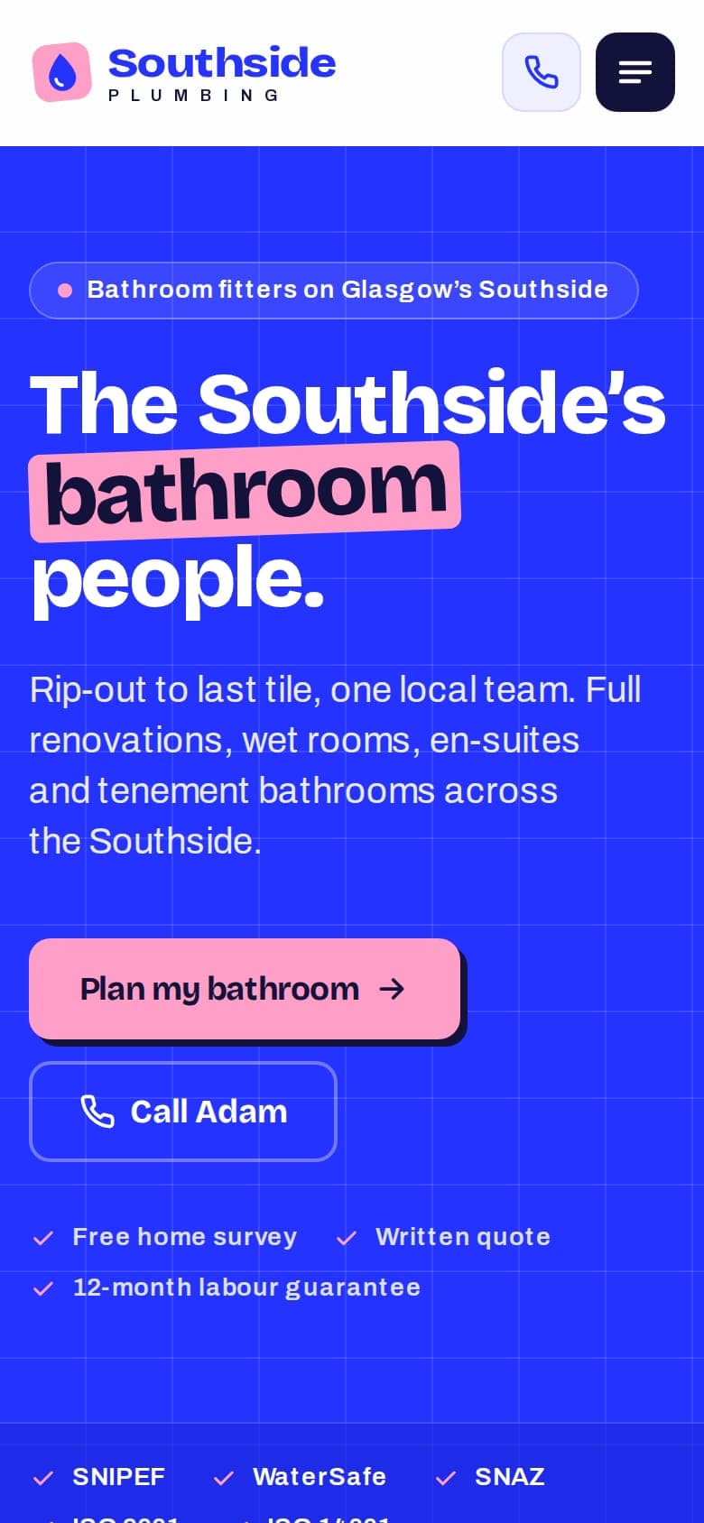 Southside Plumbing, Brand & Homepage detail