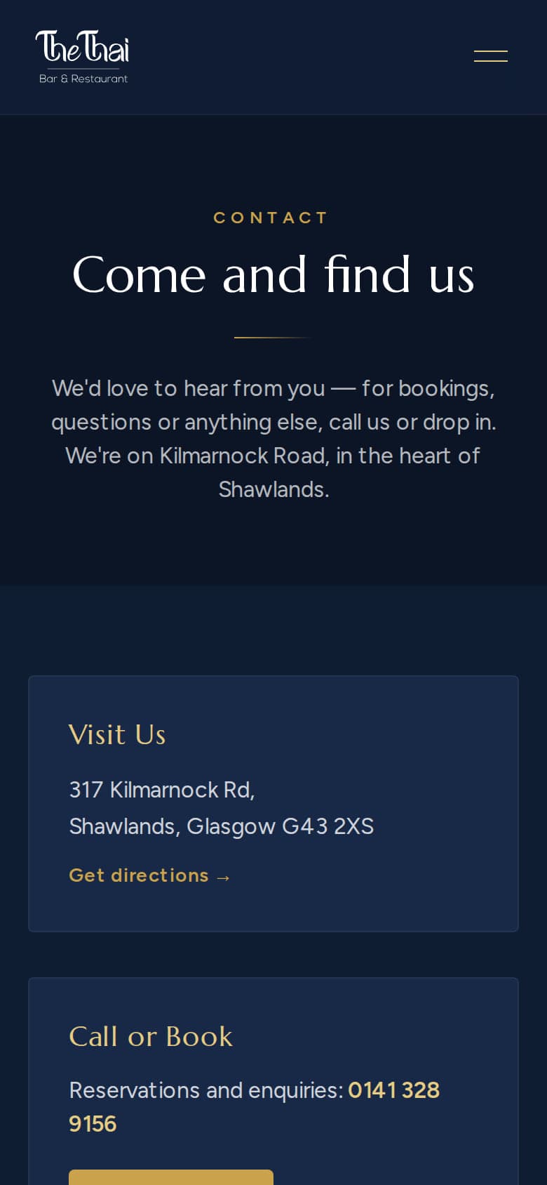 The Thai — Booking & Contact detail
