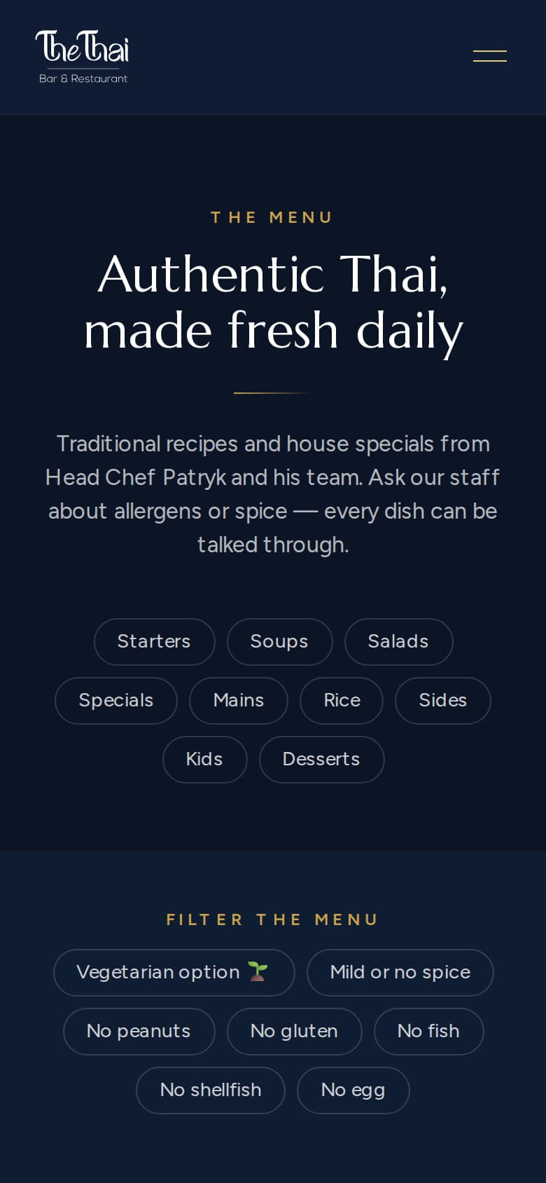 The Thai — The Menu, Rebuilt as HTML detail