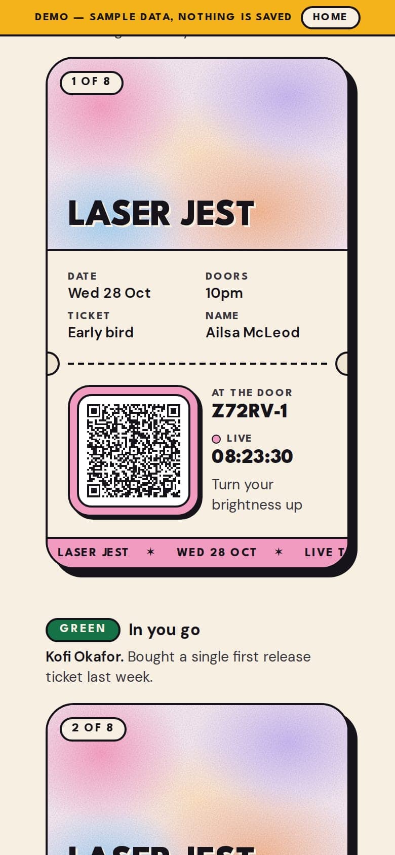 The Woom Room, Checkout & Mobile Tickets