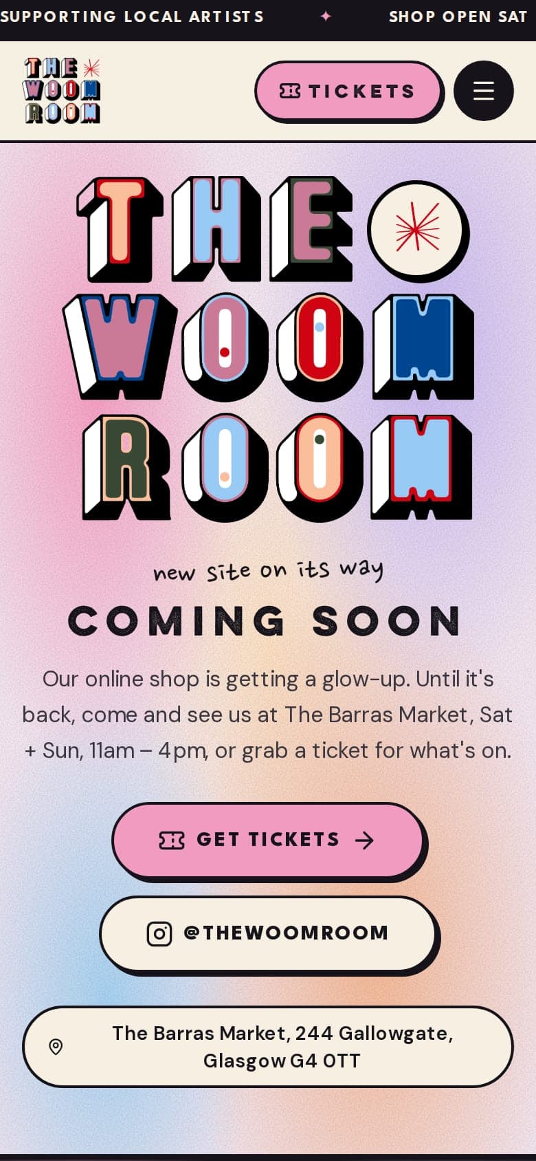 The Woom Room, The Rebuilt Website detail