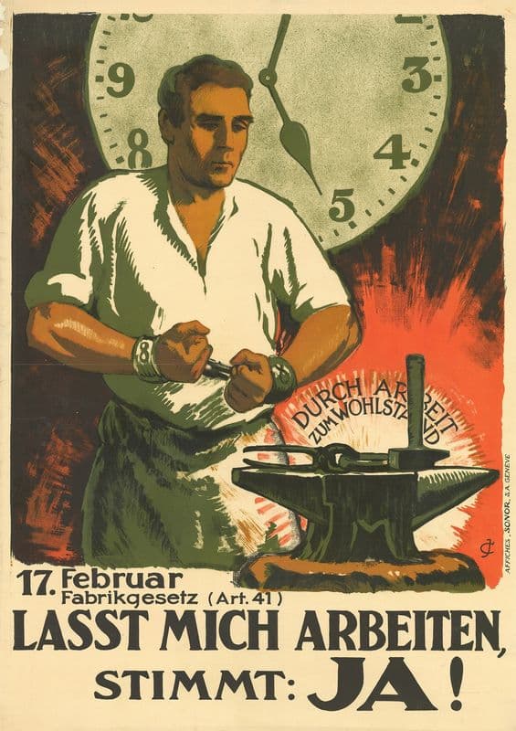 17. Februar – Fabrikgesetz (Art. 41) – Lasst mich arbeiten, Stimmt; Ja! as a canvas print