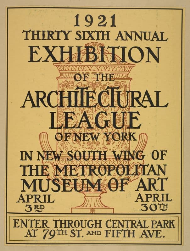 1921 thirty sixth annual exhibition of the architectural league of New York as a canvas print