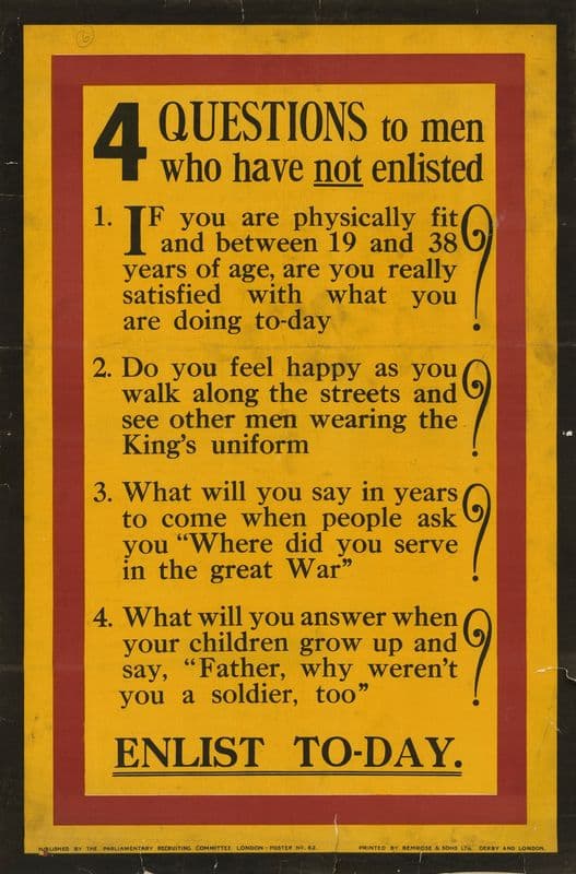 4 Questions to Men Who Have Not Enlisted as a canvas print