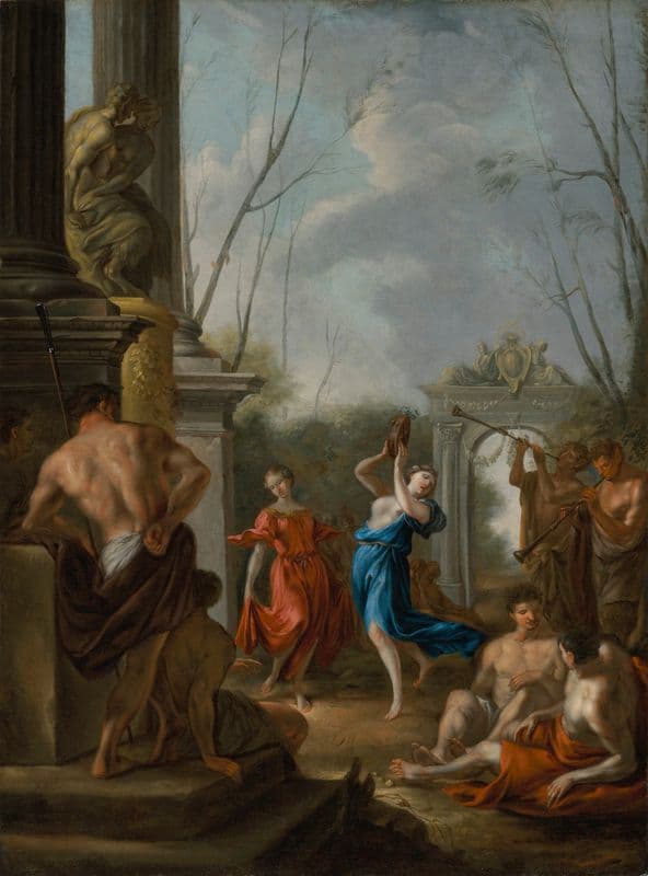 A Bacchanale in a classical courtyard as a canvas print