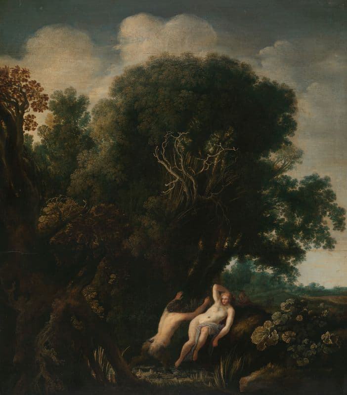 A Bathing Nymph Taken by Surprise by a Satyr (c. 1630 - 1635) as a canvas print
