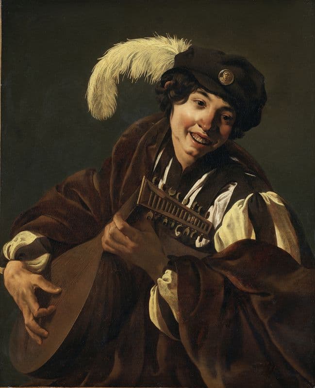 A Boy Playing the Lute (1620s) as a canvas print