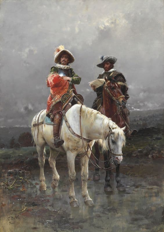 A Cavalier on a White Horse as a canvas print