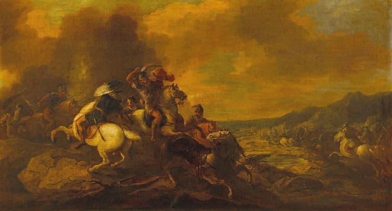 A Cavalry Battle Scene as a canvas print