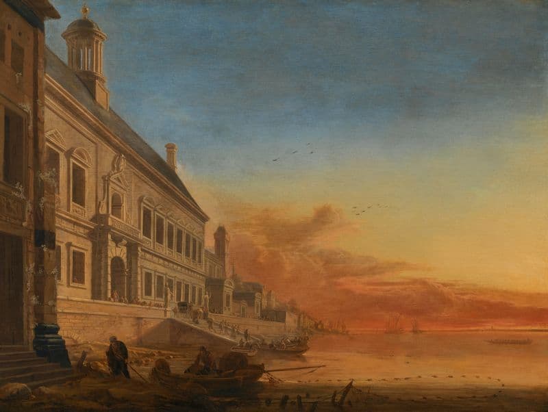 A Coastal Architectural Capriccio At Sunset as a canvas print