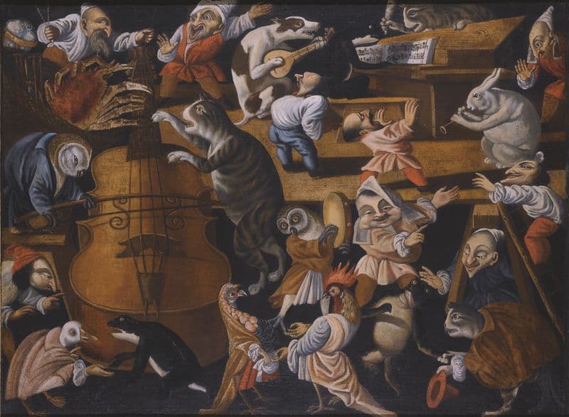 A Concert Of Animals, Birds, And Stylised Figures as a canvas print