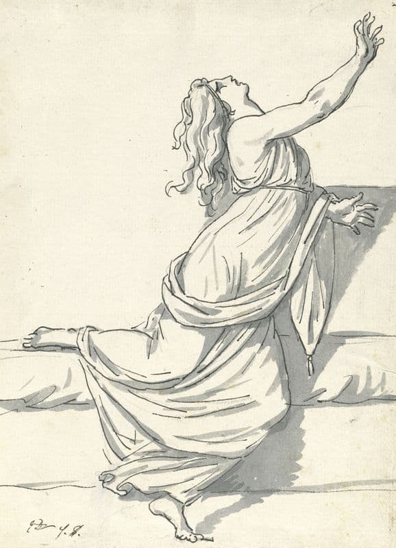 A Distraught Woman with Her Head Thrown Back (1775-80) as a canvas print
