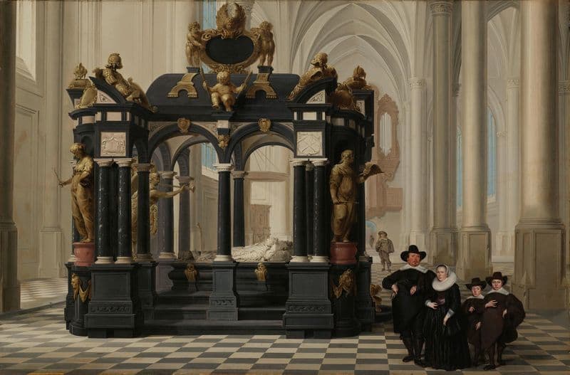 A Family beside the Tomb of Prince William i in the Nieuwe Kerk, Delft as a canvas print