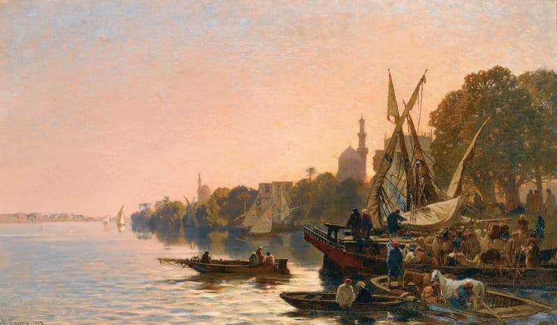 A Ferry On The Nile as a canvas print
