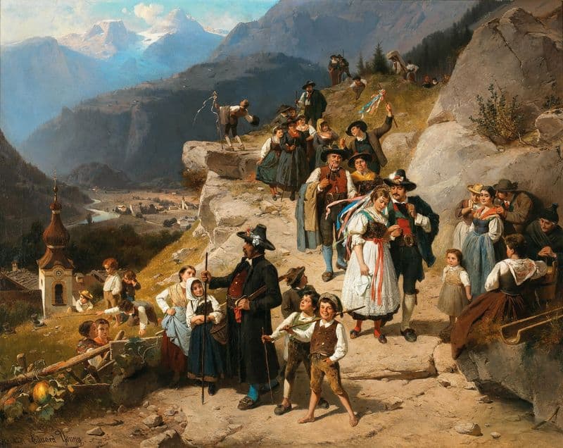 A Festive Wedding Procession as a canvas print