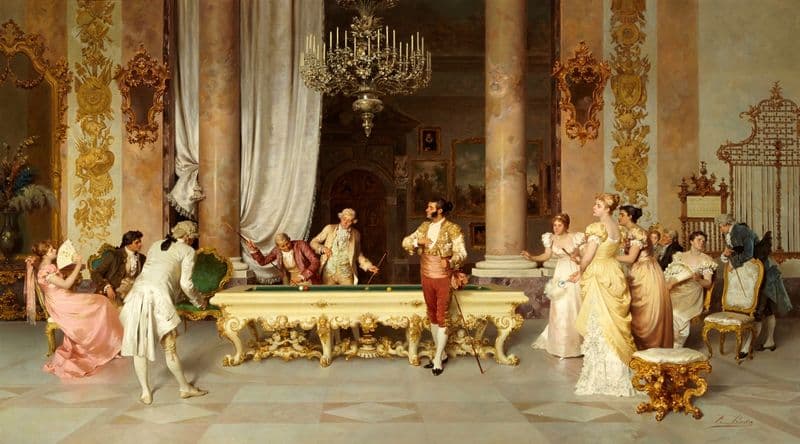 A game of billiards as a canvas print