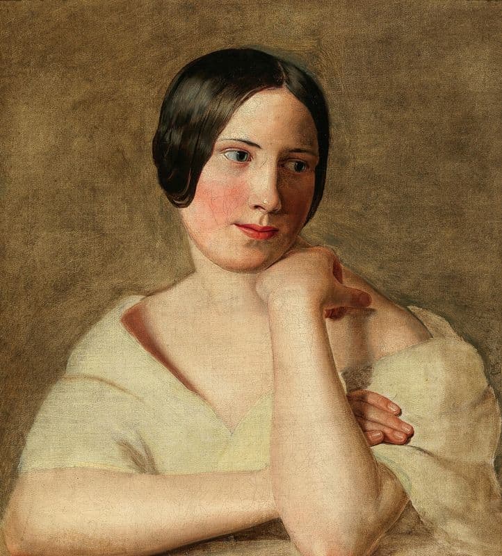 A Girl with Propped Up Arms as a canvas print