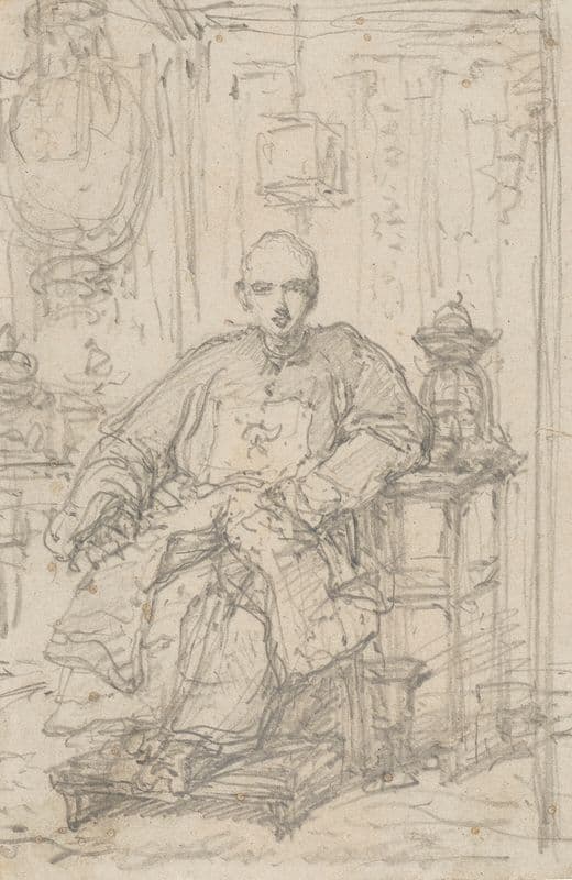 A Hong merchant, seated in an interior as a canvas print