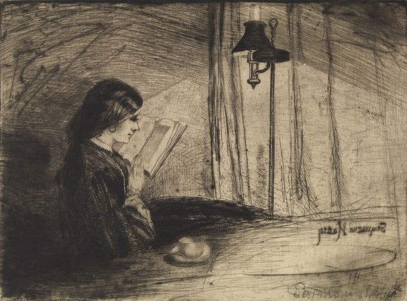 A Lady Reading as a canvas print