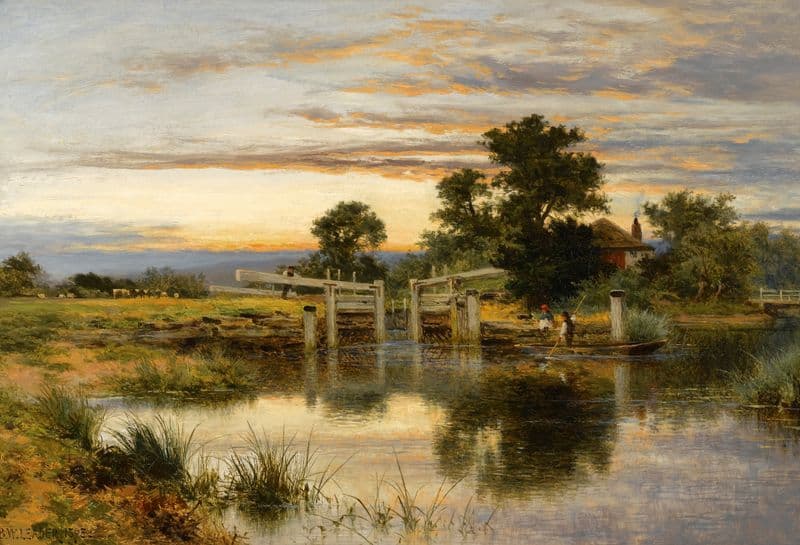 A Lock On The Thames, Streatley as a canvas print