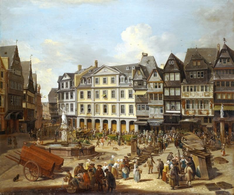 A Market on the Römerberg in Frankfurt as a canvas print