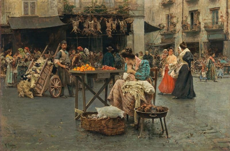 A Market Scene in Naples as a canvas print