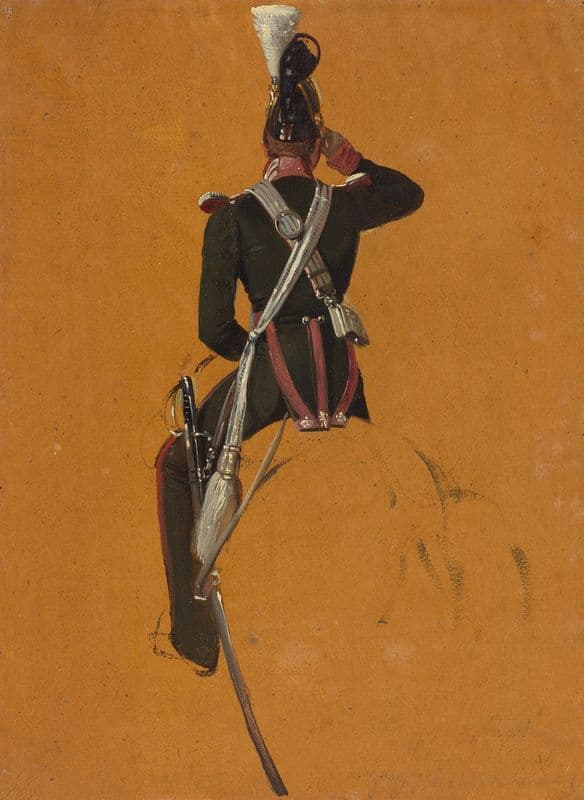 A Mounted Cavalry Officer Seen from Behind (1850s) as a canvas print