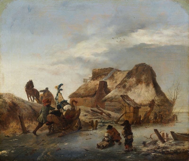 A Nobleman’s Sleigh on the Ice (from circa 1646 until 1646) as a canvas print