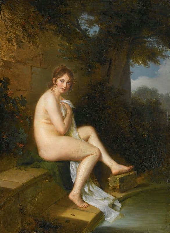 A Nude At Her Bath as a canvas print