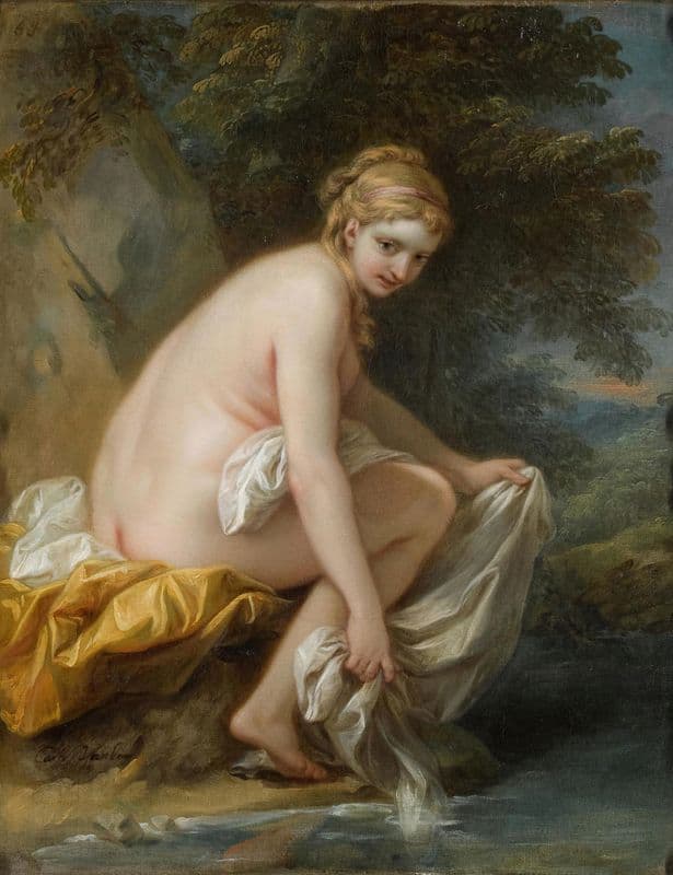 A Nymph At Her Bath as a canvas print