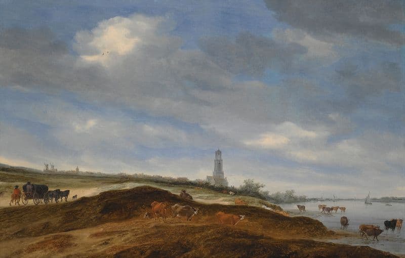 A Panoramic View Of Rhenen From The Banks Of The Rhine To The West Of The City as a canvas print